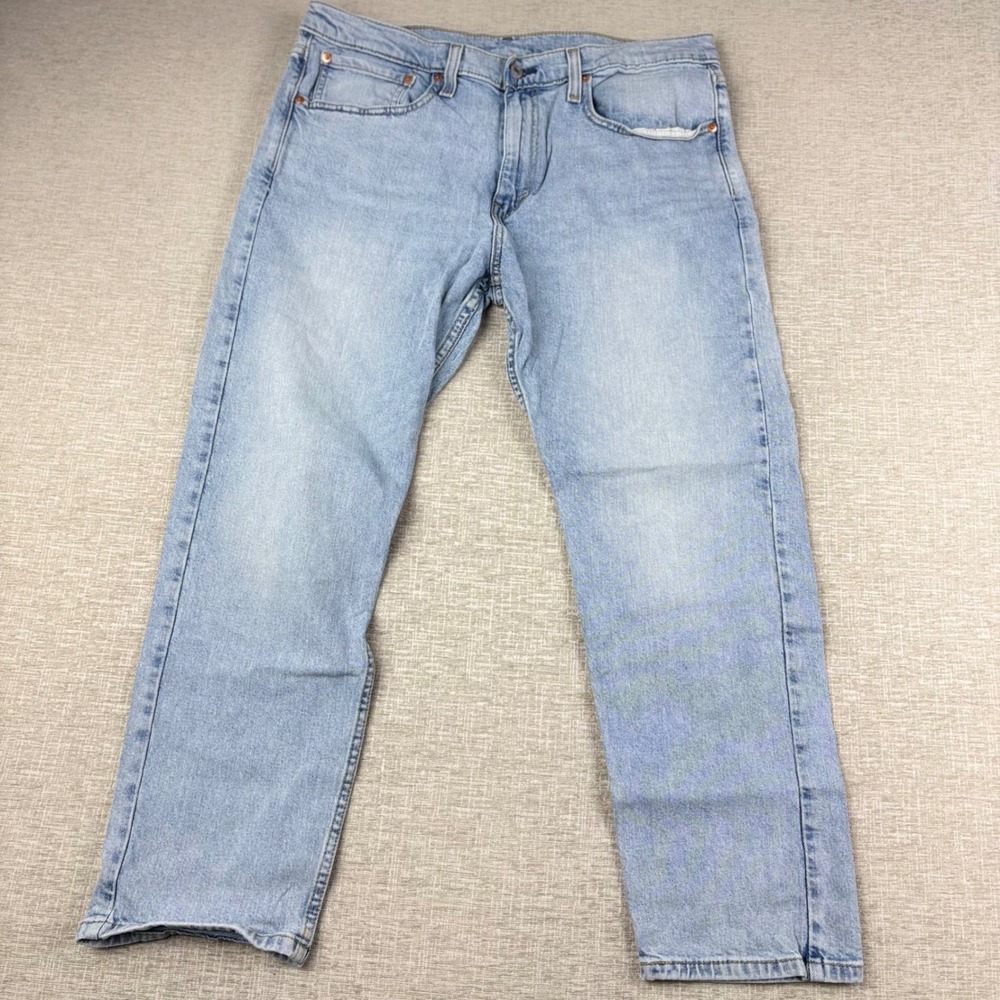 Levis 502 Mens 34x29 Light Distress Jeans Thigh Fade ** Vintage Style ** Denim